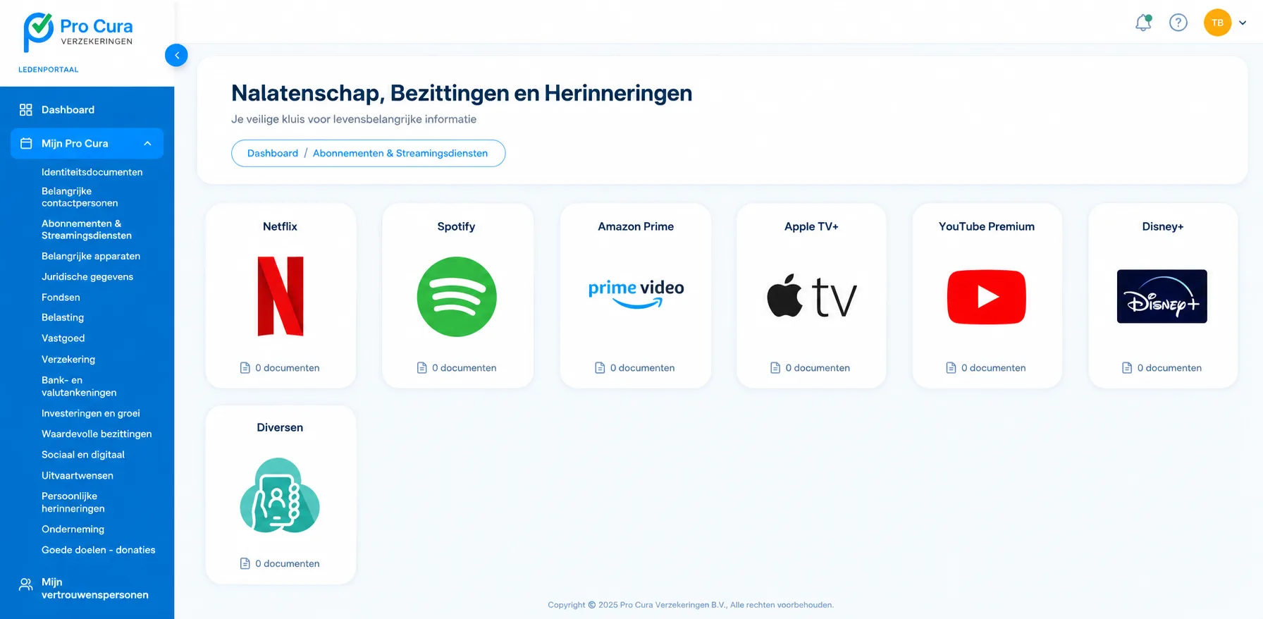 Levens-kluis categorie: Abonnementen & Streamingdiensten